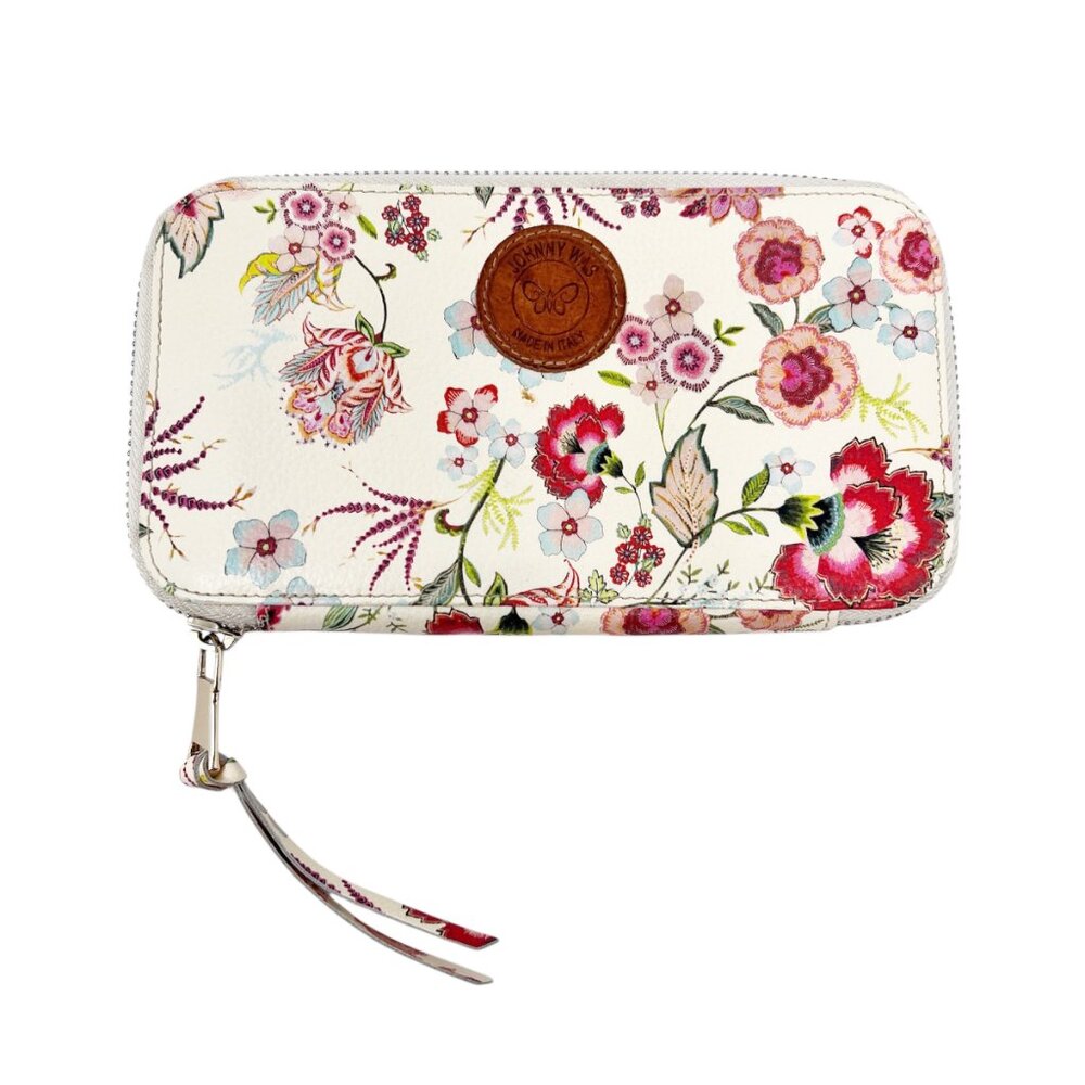 Johnny Was Floral Print In Made in Italy Leather Wallet